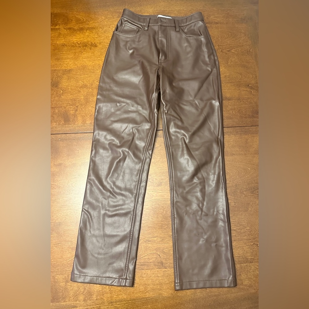 Abercrombie & Fitch Women's Brown Faux Leather Pants
